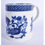 A 18TH CENTURY WORCESTER MUG PRINTED AFTER HANCOCK with the Parrot Pecking Fruit pattern very rare