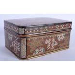 A LARGE 19TH CENTURY JAPANESE MEIJI PERIOD CLOISONNE ENAMEL BOX AND COVER decorated with birds and