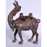 A CHINESE ARCHAIC STYLE BRONZE STATUE OF A CAMEL, formed with its head raised. 31.5 cm x 24 cm.