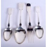 A VICTORIAN IRISH SILVER GRAY SPOON Dublin 1856, together with two Newcastle 1862 spoons & another.