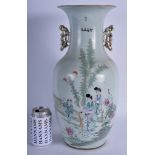 A LARGE CHINESE REPUBLICAN PERIOD FAMILLE ROSE VASE painted with figures within landscapes. 42 cm h