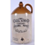 A LARGE ANTIQUE STONEWARE TAP JAR, “Taylors Patent”. 45 cm high.