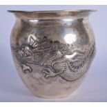 A 19TH CENTURY CHINESE EXPORT SILVER CENSER by Wang Hing, decorated with dragons. 271 grams. 11 cm