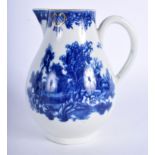 A 18TH CENTURY WORCESTER SPARROW BEAK JUG with the Argument pattern in blue, disguised numeral mark