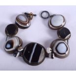 AN ANTIQUE BANDED AGATE BRACELET. 20 cm long.