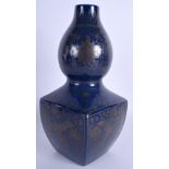 A 19TH CENTURY CHINESE SQUARE FORM DOUBLE GOURD VASE bearing Qianlong marks to base. 27 cm high.
