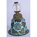 AN EARLY 20TH CENTURY CHINESE ENAMELLED BELL possibly silver. 9.5 cm high.