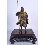 A 19TH CENTURY JAPANESE MEIJI PERIOD BRONZE OKIMONO modelled as a male samurai. Bronze 16 cm high.