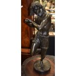 A LOVELY LARGE 19TH CENTURY FRENCH BRONZE FIGURE OF A DANCING MALE by Francisque Joseph Duret (1804