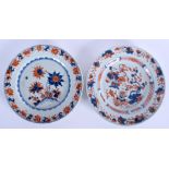 AN 18TH CENTURY CHINESE EXPORT IMARI PLATE Yongzheng/Qianlong, together with another. 21 cm wide. (