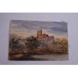 ATTRIBUTED TO JOSEPH MALLORD WILLIAM TURNER (1775-1851) unframed watercolour, a castle in a landsca