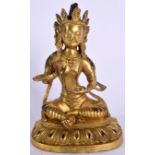 A CHINESE SINO TIBETAN GILT BRONZE BUDDHA, formed upon a beaded lotus base. 22.5 cm high.