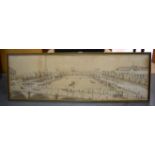 A FRENCH EMBROIDERED LANDSCAPE, depicting the Eiffel Tower in a landscape. 42 cm x 133 cm.