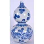 A CHINESE BLUE AND WHITE DOUBLE GOURD PORCELAIN VASE, decorated with stylised foliage and Greek key