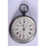 AN ANTIQUE CENTRE SECONDS CHRONOGRAPH POCKET WATCH. 5.75 cm wide.