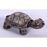 A CHINESE WHITE METAL FIGURE OF A TORTOISE, marks to base. 6.5 cm long.