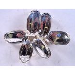 A SET OF SIX WMF SILVER PLATED NAPKIN RINGS, etched with foliage. 6.25 cm wide.