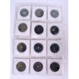 A SET OF TWELVE CHINESE COINS, cased. Coins 3 cm wide.