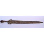 AN ARCHAIC TYPE CHINESE SWORD, decorated with calligraphy. 66 cm long.