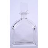 A CLEAR CRYSTAL GLASS ORREFORS DECANTER BY EDWARD HALD, of square shouldered form and flattened sto