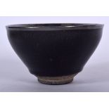 A CHINESE QING DYNASTY HARESFOOT POTTERY BOWL, formed with a silver rim. 12.5 cm wide.