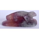 AN ART DECO FRENCH PATE DE VERRE LIZARD PAPERWEIGHT. 10 cm x 6 cm.