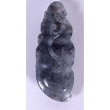 A CHINESE CARVED GREY JADE PENDANT, in the form of a fruit pod. 4 cm long.