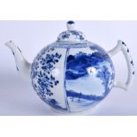 A 17TH/18TH CENTURY CHINESE BLUE AND WHITE PORCELAIN TEAPOT AND COVER Kangxi. 13.5 cm wide.