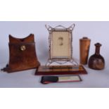 A CRIBBAGE BOARD, together with a picture frame etc. (qty)