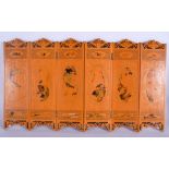A CHINESE REPUBLICAN PERIOD PAINTED WOOD SCHOLARS SCREEN painted with landscapes. 48 cm x 30 cm ext