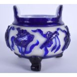 A LARGE EARLY 20TH CENTURY CHINESE PEKING GLASS CENSER decorated with foliage. 16 cm x 15 cm.