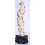 A 19TH CENTURY CHINESE CARVED IVORY WARRIOR modelled holding two swords. Ivory 20 cm high.