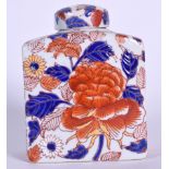 AN EARLY 20TH CENTURY IMARI PORCELAIN TEA CADDY, decorated with foliage. 15 cm x 10.5 cm.