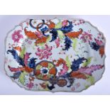 A RARE 18TH CENTURY CHINESE EXPORT FAMILLE ROSE DISH Qianlong, painted with the Tobacco leaf patter