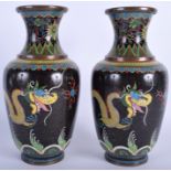 A PAIR OF EARLY 20TH CENTURY CHINESE CLOISONNE ENAMEL VASES Qing. 23.5 cm high.