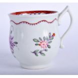 A 18TH CENTURY WORCESTER BELL SHAPE COFFEE CUP painted in oriental style having a pixie shaped hand