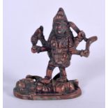 AN INDIAN METAL BUDDHA, formed with multiple arms. 8.6 cm high.
