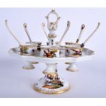 A RARE 18TH CENTURY GERMAN MEISSEN AUGUSTUS REX PORCELAIN CENTREPIECE painted with birds. 22 cm x 1