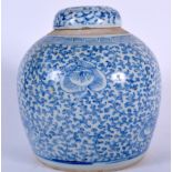 A 19TH CENTURY CHINESE BLUE AND WHITE GINGER JAR AND COVER Qing. 23 cm x 16 cm.