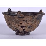 A CHINESE BRONZE HANGING CENSER, subtle ribbed decoration to body. 8.75 cm wide.