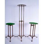 THREE STYLISH ANTIQUE BRONZE ENGLISH LONDON BRONZE ADJUSTABLE STANDS. Largest 63 cm extended. (3)