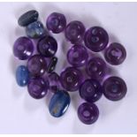 A COLLECTION OF AMETHYST BEADS, of flattened form. (qty)