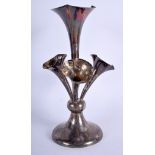 AN ART NOUVEAU FOUR SECTION SILVER POSY VASE. Chester 1922. 8.1 oz (possibly weighted). 23 cm high.