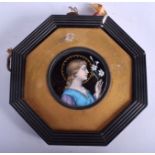 A 19TH CENTURY FRENCH ART NOUVEAU LIMOGES ENAMEL MEDALLION. Image 7 cm diameter.