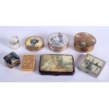 EIGHT VINTAGE SNUFF BOXES in various forms and designs. (8)