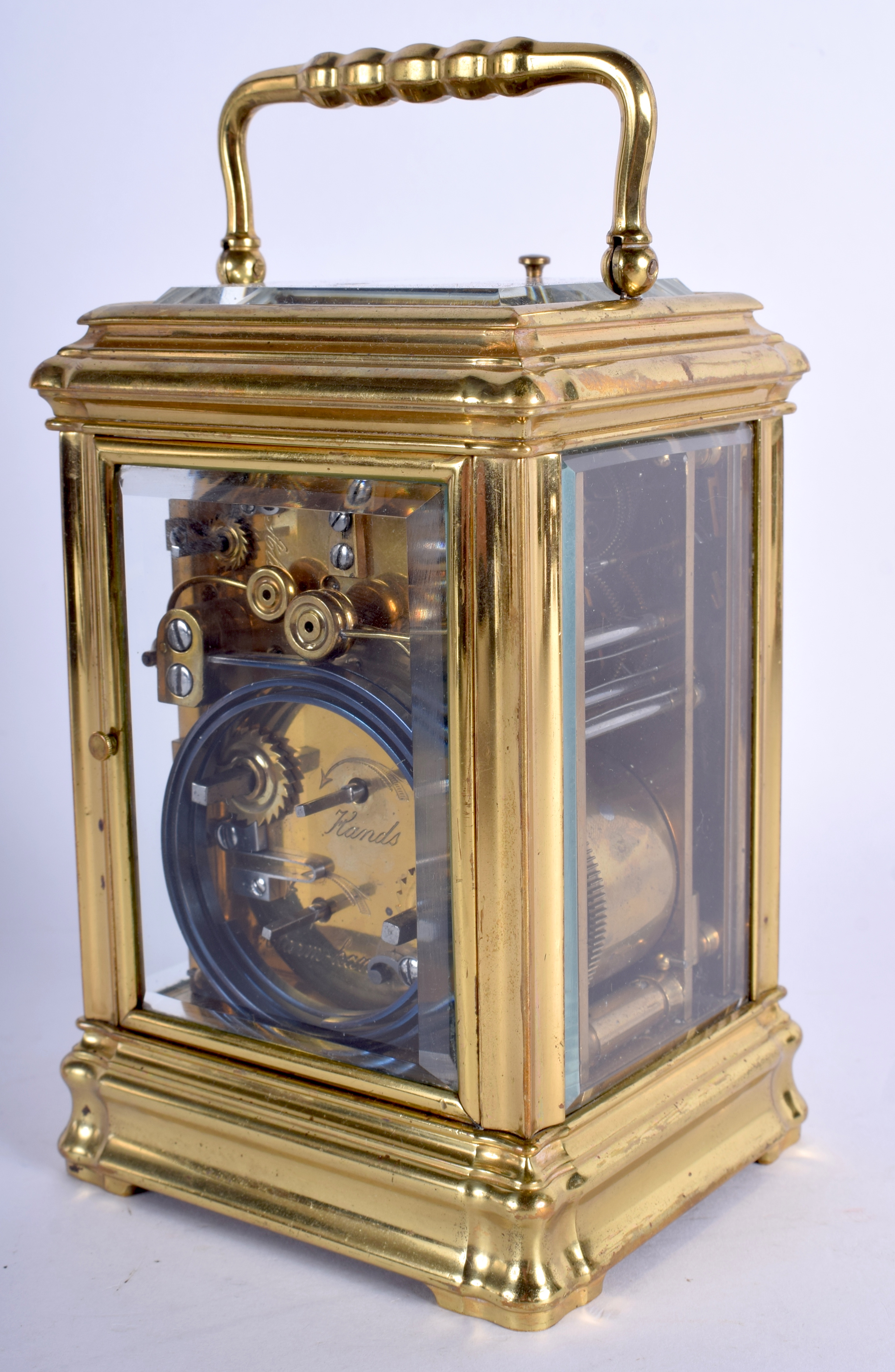 A GOOD ANTIQUE FRENCH GRAND SONNERIE CARRIAGE CLOCK. 19 cm high inc handle. - Bild 2 aus 14