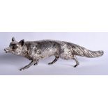 A LOVELY LARGE ENGLISH SILVER MODEL OF A ROAMING FOX of naturalistic form. London 1964. 30.3 oz. 33