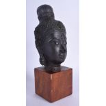 A 19TH CENTURY THAI BRONZE BUST OF A BUDDHA possibly representing Shakyamuni. Bronze 18 cm high.