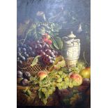 CHARLES STUART (19th century) FRAMED OIL ON CANVAS, signed & dated 1862, still life study of fruit