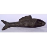 A LARGE CHINESE BRONZE FIGURE OF A CATFISH, unmarked. 28.5 cm long.